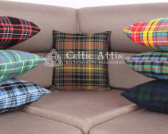 Scottish Tartan Cushion Covers - Tartan A to L - Pillow Covers Custom Size - 500 Tartan Colors - Tartan Home Decor - Covers Only