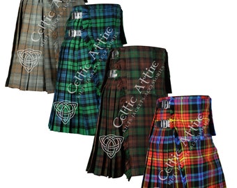 Tartán escocés de 8 yardas kilts para hombres - 16 oz kilt de peso medio - bolsillos desmontables - kilt tradicional de Highlander - Hecho a pedido