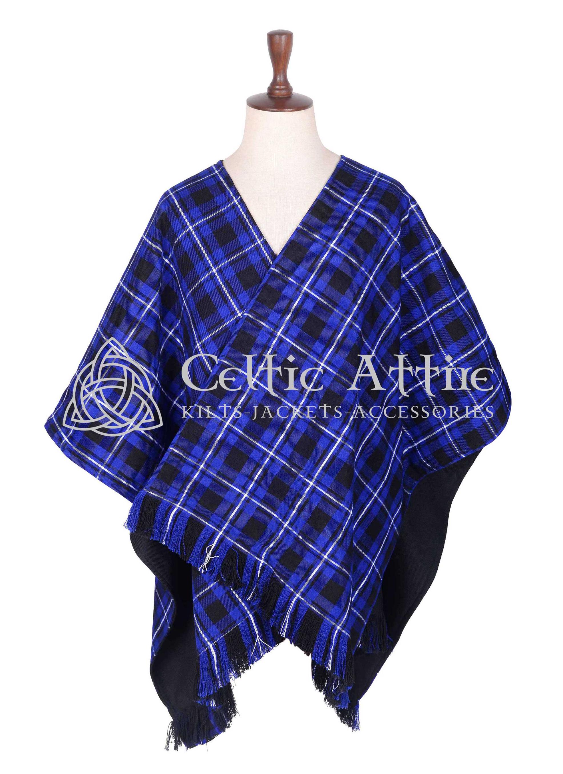 Foulard Carré Vintage Tartan écossais Violet - Made In France, Occasion, Style Ethnique