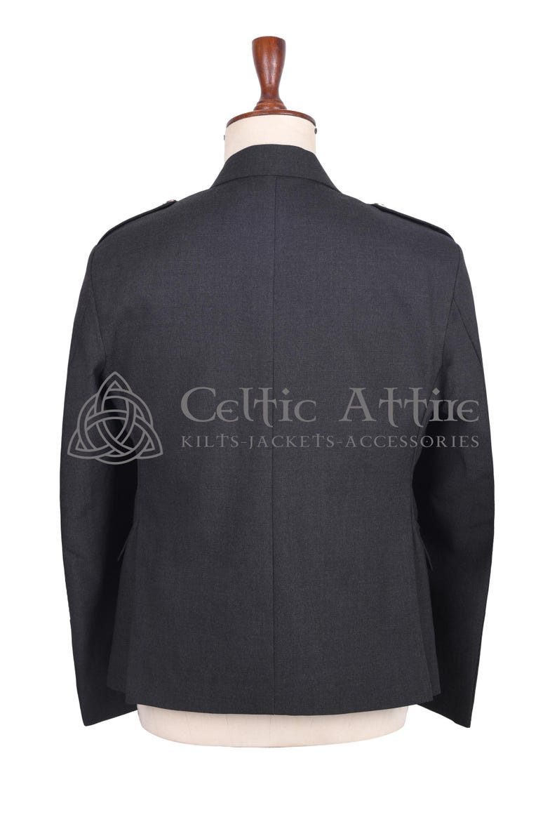 Charcoal Gray Barathea Wool Argyll Scottish Jacket and Waistcoat - Made to Measure - by Celtic Attire