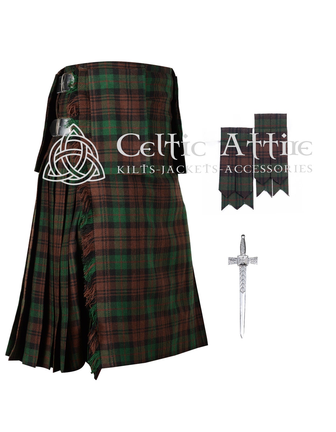 Scottish 8 Yard Tartan Kilt Highlander Kilt for Men Custom Size 16 Oz ...