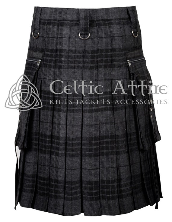 【Open Yy】 CHECK CARGO POCKET KILT CHECK CARGO POCKET KILT, BROWN