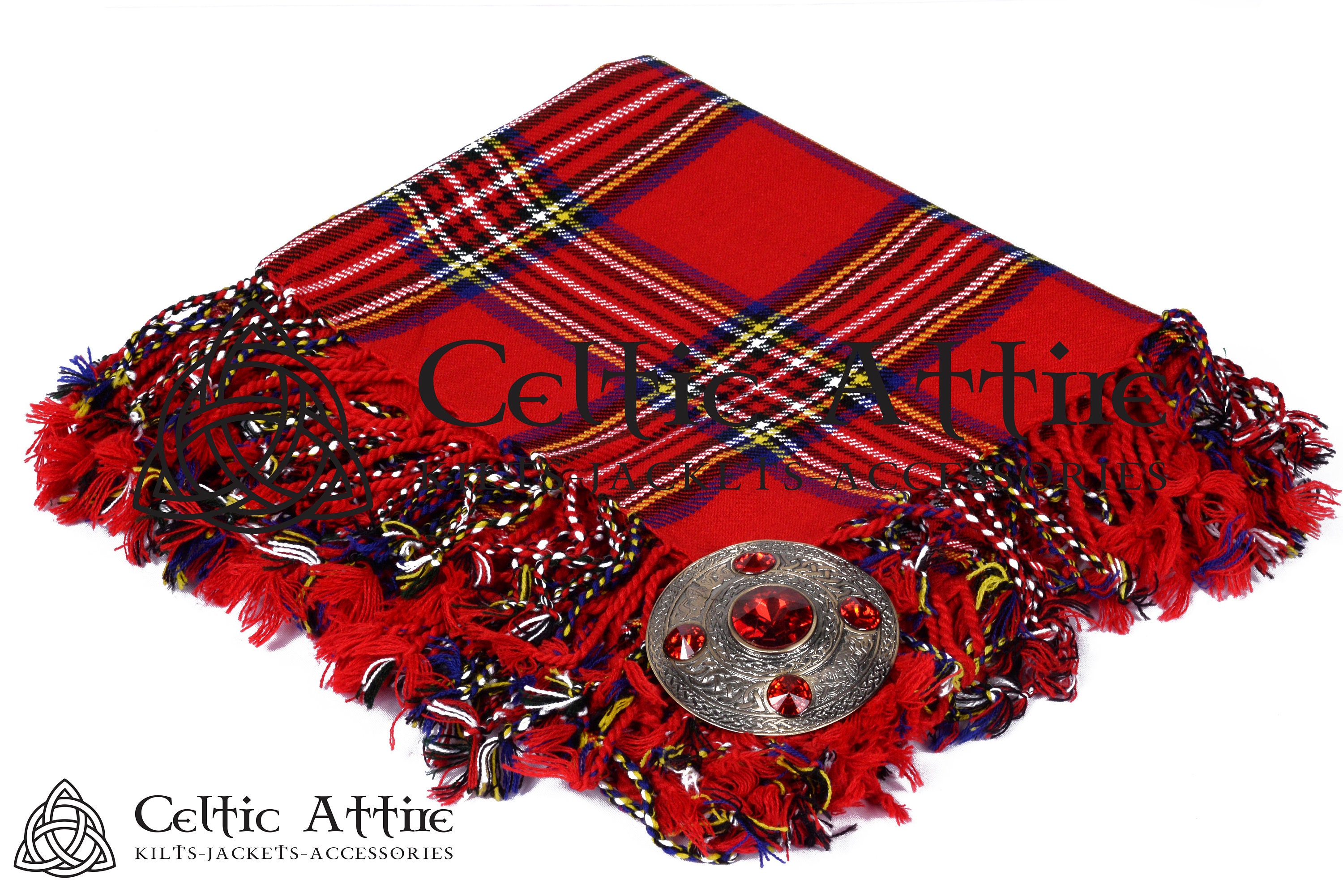 Tartan FLY PLAID Scottish Traditional Hand Fringed With FREE