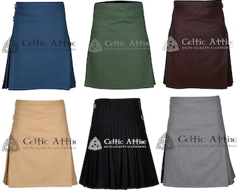 Premium Handmade Scottish Wool 8 Yard Kilt - Made to Order - 16 Oz Heavy Solid Wool - 6 Colors - Highlander Traditional Kilt For Men