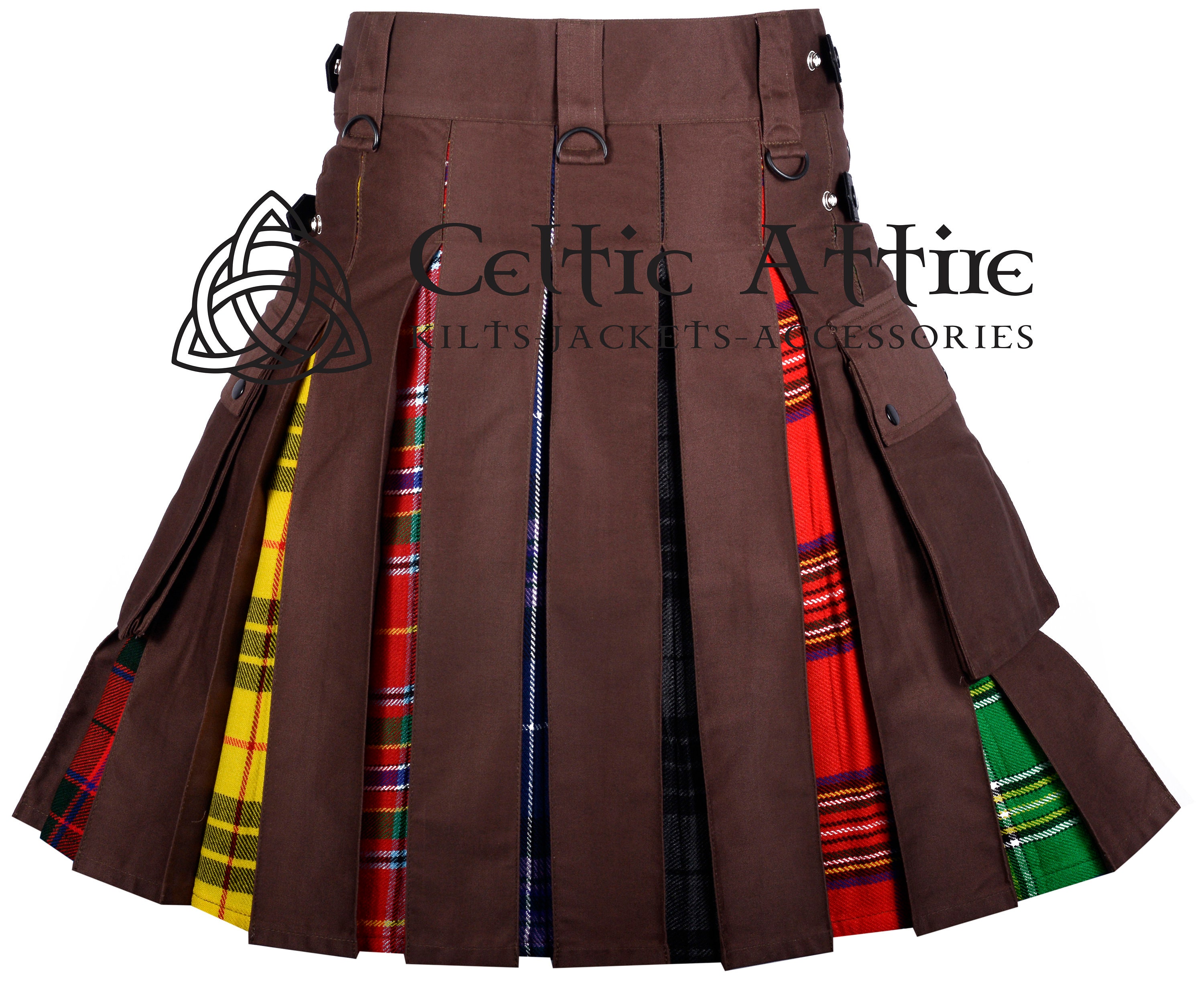 Brown Cotton Hybrid LGBTQ Pride Kilt Unisex Kilt Scottish Etsy UK