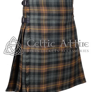 Gordon Weathered Tartan 8 Yard Kilt - Premium Handmade - Made to Order - Men&#39;s Traditional Scottish Highlander Kilt - 16 Oz Medium Weight
