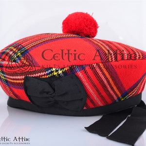 Premium Handmade Scottish Military Balmoral Bonnet Hat - Kilt Cap - 50+ Clan Tartan Fabrics