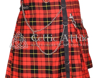 Scottish Clan Tartan Utility Kilt - 16 Oz - 50 Tartan Colors - Highlander Modern Kilt for Men - Gothic Steampunk Kilt