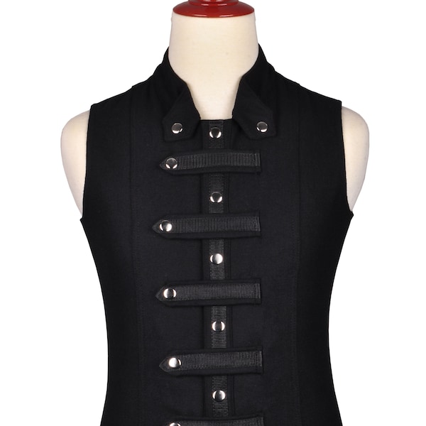 Black Wool Custom Size Steampunk Sleeveless Shirt / Gothic Vest