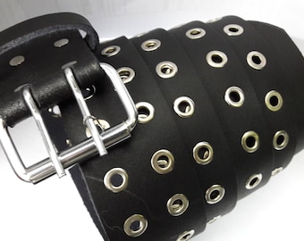 Real Leather Made Double Prong Silver Studded KILT BELT Custom Made - Handmade Kilt Belt - LARP Belt - Renaissance Belt