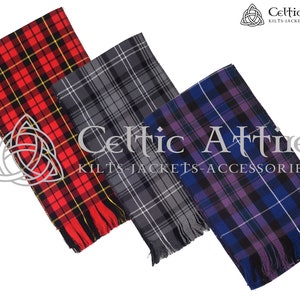 Scottish Tartan Scarf for Men - Size 55 Inches x 10 Inches - Hand Fringed - 60 Tartan Fabrics -