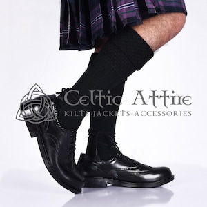 Calcetines negros para falda escocesa - Medias para falda escocesa - Tallas S a 2XL - Material acrílico suave