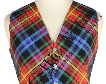 Scottish Traditional Pattern - LGBTQ Pride Tartan - Waistcoat / Kilt Vest