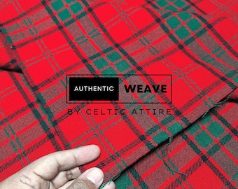 May include: Red, green, and black plaid fabric with the text "AUTHENTIC WEAVE BY CELTIC ATTIRE" printed on it.