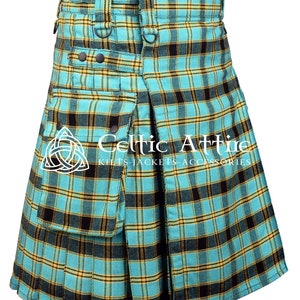 Highland Dragon Tartan Utility Kilt - Made to Order - Premium Handmade - Scottish Modern Cargo Pockets Kilt