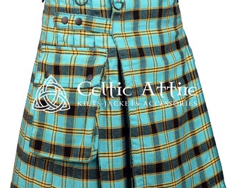 Highland Dragon Tartan Utility Kilt - Made to Order - Premium Handmade - Scottish Modern Cargo Pockets Kilt
