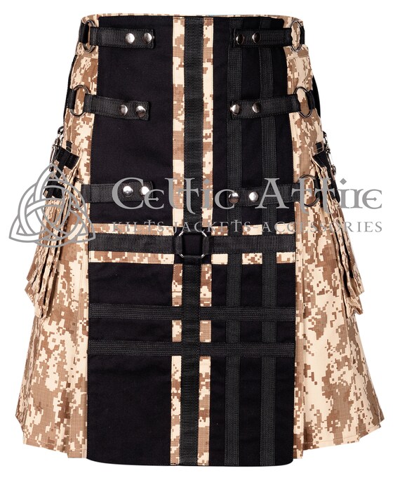 Jungle Camo Kilt with Tan Accents – Rugged and Stylish Utility Kilt