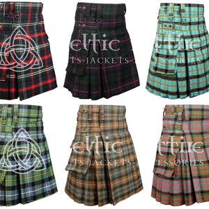 Scottish TARTAN Utility KILT - Tartan A to P - Custom Size- Cargo Pockets - Size Adjustable Straps - 100 Tartan Colors - Premium Handmade