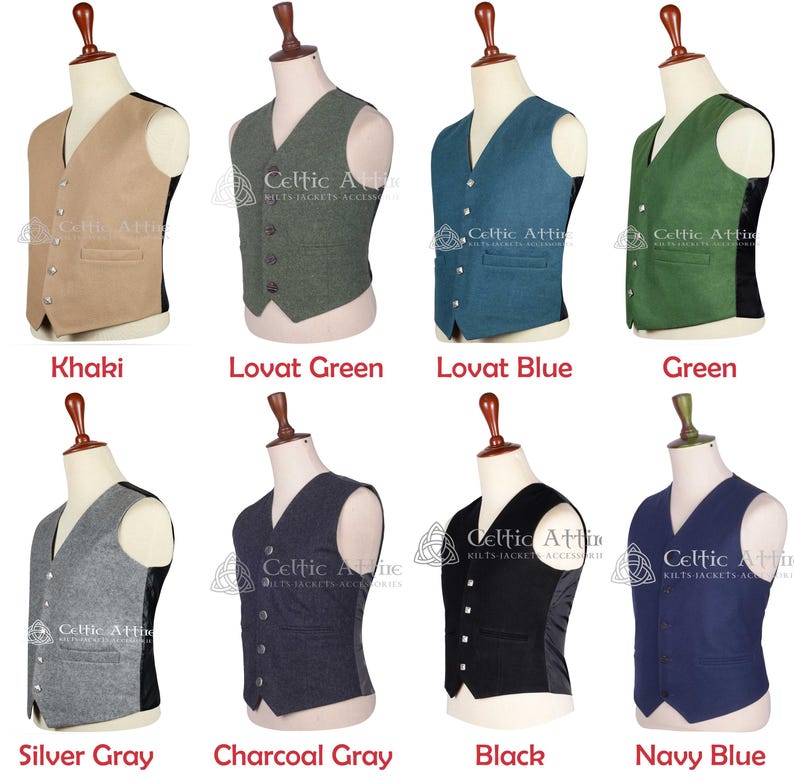 Scottish Wool Waistcoat - Highlander Kilt Vest - 5 Buttons Argyll ...