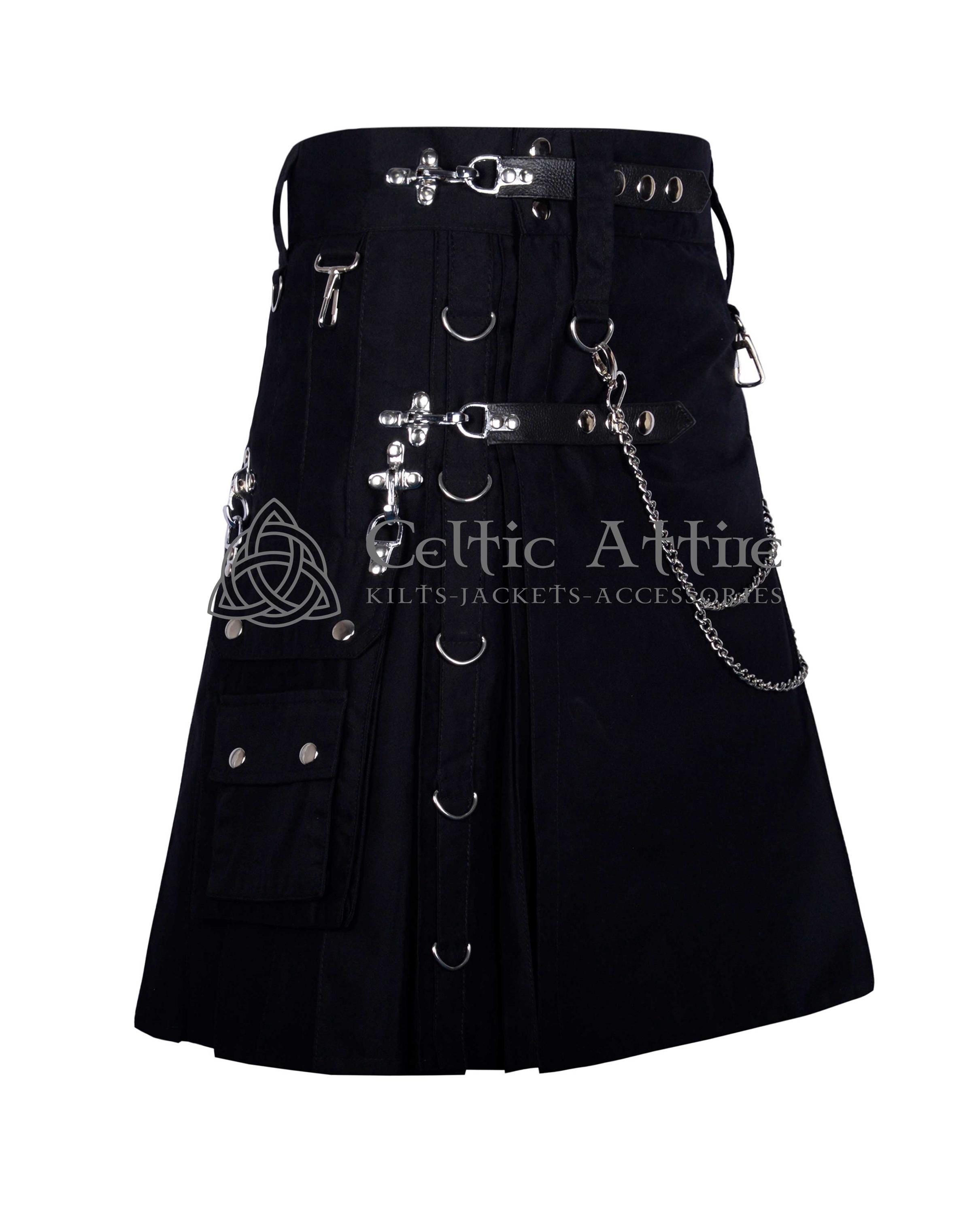 Utilty Goth Gothic Punk Rock Utility Kilt for Men - Scottish Utility Kilt - Gothic ...