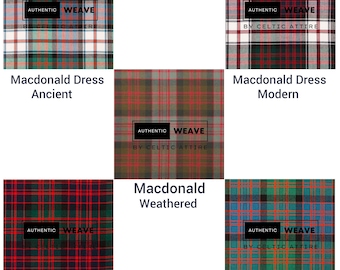 Telas de tartán MacDonald - 16 oz de acrílico grueso, 52 pulgadas de ancho, yardas de longitud - Versiones modernas, antiguas, elegantes y desgastadas - Tejidos para el hogar