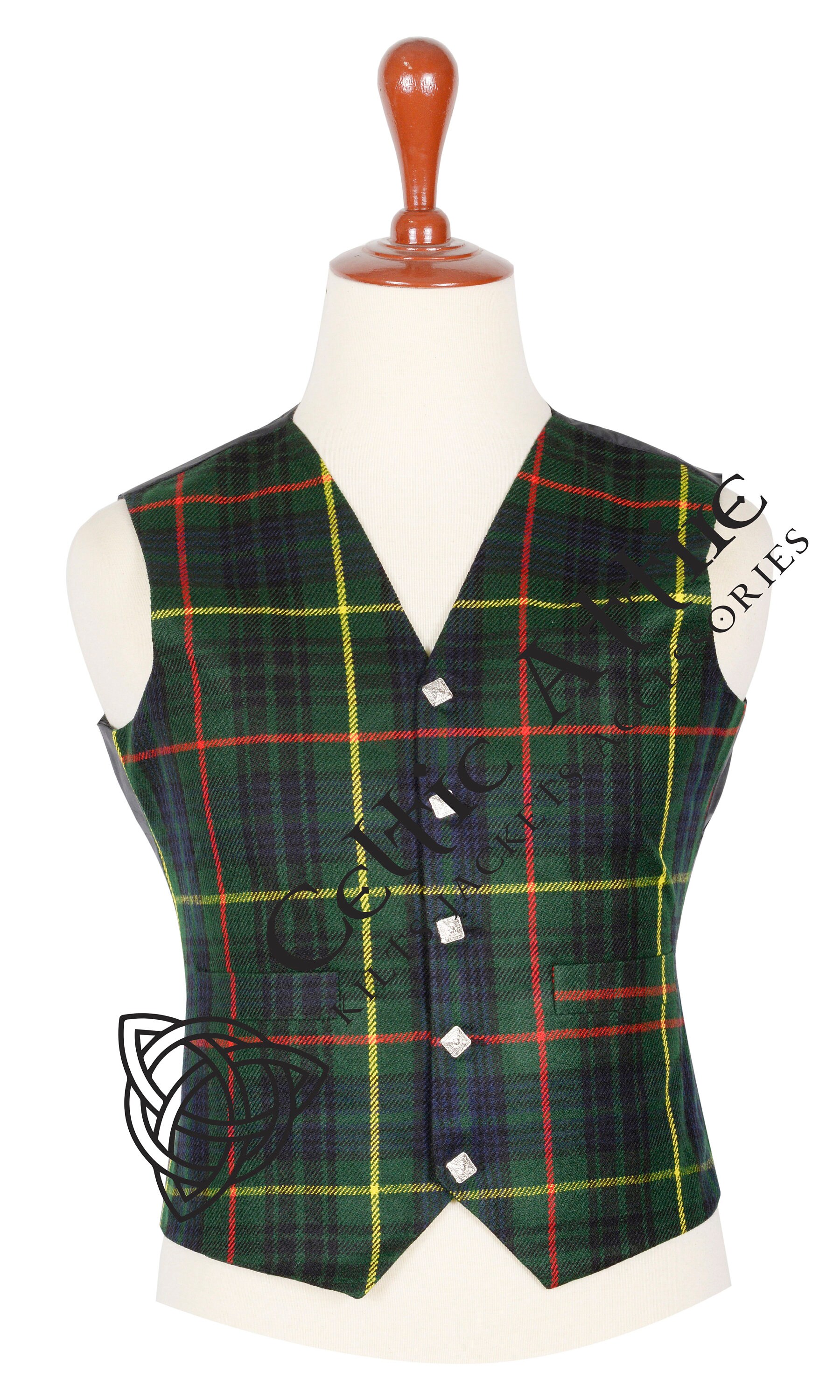 Schottische Traditionelle Bias Schneiden 5 Knöpfe Tartan Weste | Keltische Weste | Kilt Weste | Karierte Weste | Auf Bestellung | Premium | Handgefertigt - Österreich