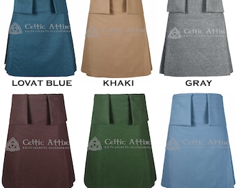 Kilt en laine écossaise de 8 mètres - réalisé sur commande - kilt des Highlander traditionnel écossais fait main de qualité supérieure pour homme - 6 couleurs - 3 poches amovibles
