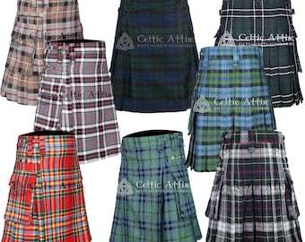 Scottish Tartan Utility Kilt for Men - 100 Clan Tartans - Made to Order - Cargo Pockets Sports Kilt - 16 Oz Premium Machine Washable Kilt
