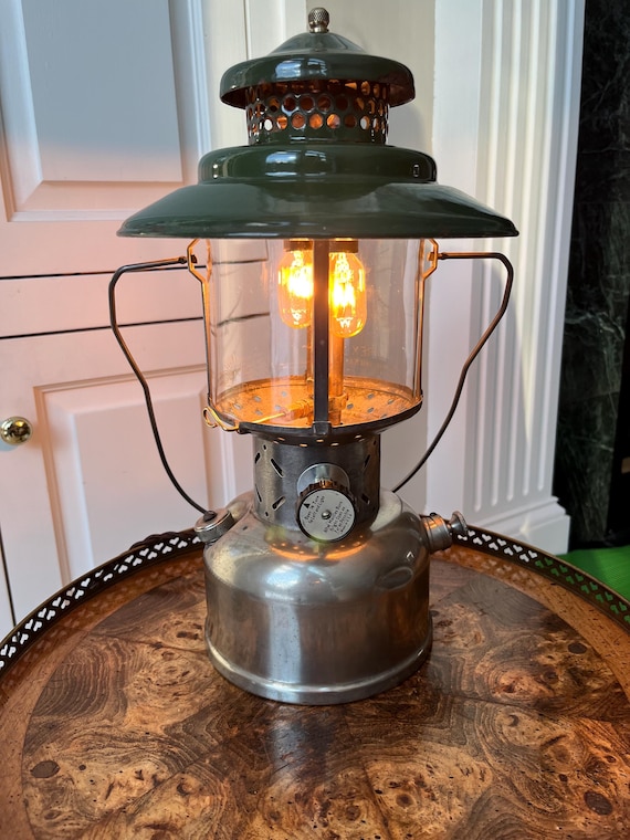 Electric Vintage Coleman Lantern Table Lamp, Rotary Dimmer!, Great