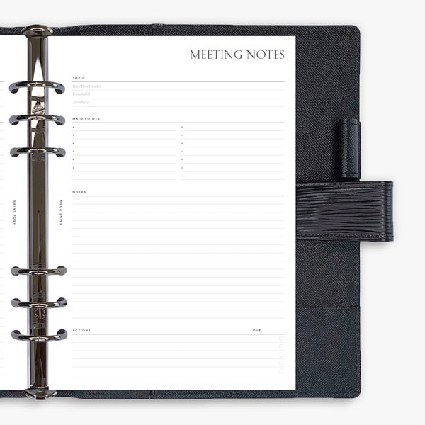 Meeting Notes - PRINTED - Planner Inserts & Agenda Refill - Personal / A5