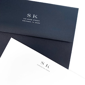 The Samantha - Set di cancelleria personalizzato - Biglietti di auguri con buste - Biglietti di corrispondenza - Cancelleria di lusso - Monogramma