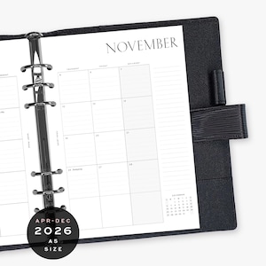 2026 Monatliche Planer Einlagen (April–Dezember) - BEDRUCKT - A5 / GM / Large - Planer Einlagen & Agenda Refill
