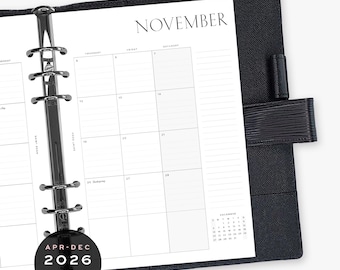 2026 Monatliche Planer Einlagen (April–Dezember) - BEDRUCKT - A5 / GM / Large - Planer Einlagen & Agenda Refill