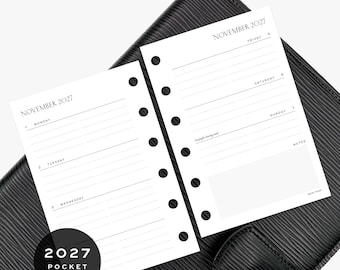 2027 Weekly (Horizontal) Planner Inserts - PRINTED - Pocket / PM / Small - Planner Inserts & Agenda Refill - Week on Two Pages