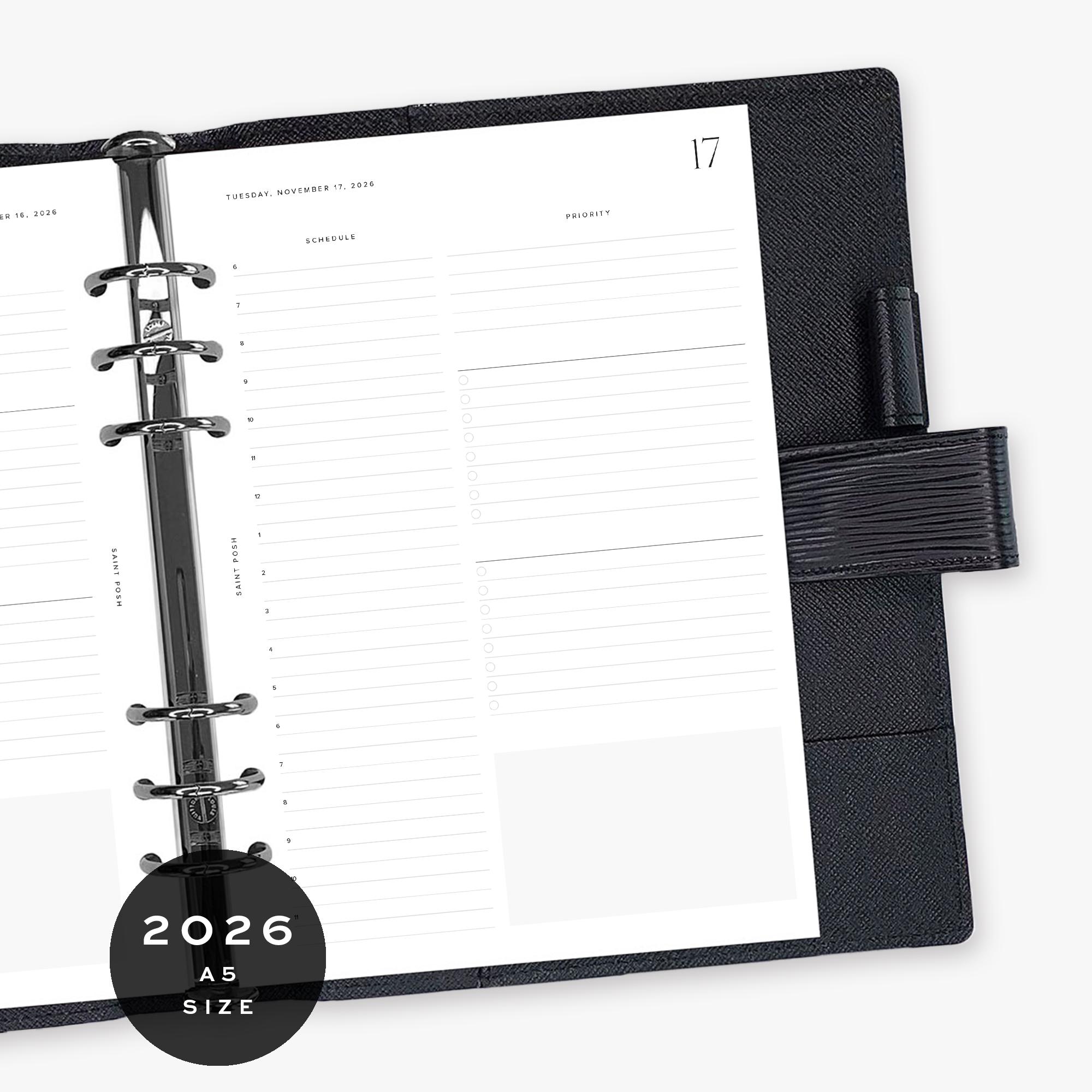 2026 Daily Planner Inserts (july-december) - PRINTED - A5 / GM / Large ...