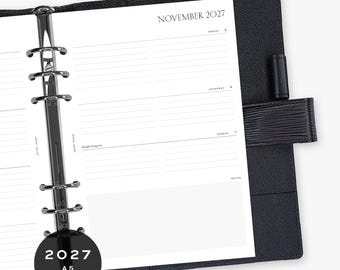 2027 Weekly (Horizontal) Planner Inserts - PRINTED - A5 / GM / Large - Planner Inserts & Agenda Refill - Week on Two Pages
