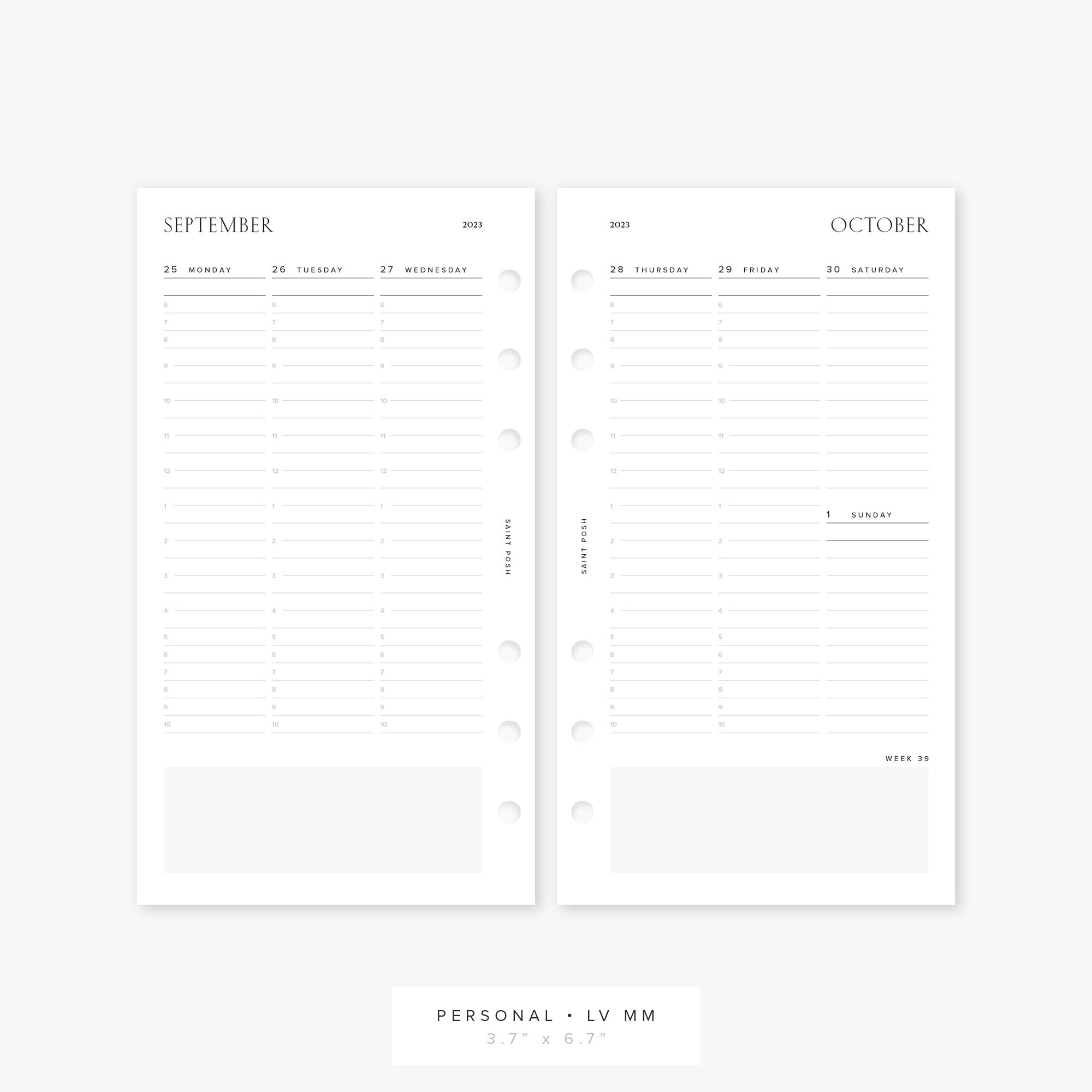 2023 Weekly Planner Inserts vertical PRINTED Week on Two Etsy