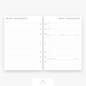 Project Management PRINTED Planner Inserts & Agenda Refill Personal / A5 A5 (GM/large)