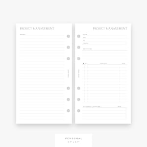 Project Management PRINTED Planner Inserts & Agenda Refill Personal / A5 Personal (MM/medium)