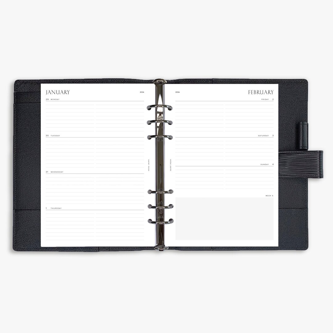 2024 Weekly Planner Inserts horizontal PRINTED Week on Two Pages