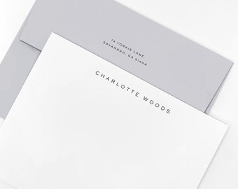 The Charlotte - Personalized Stationery Set - Note Cards with Envelopes - Correspondence Cards - Luxury Stationery - Contemporary