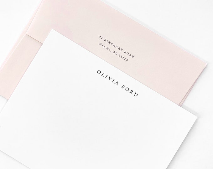 The Olivia - Personalized Stationery Set - Note Cards with Envelopes - Correspondence Cards - Luxury Stationery - Elegant