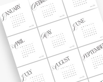 2024 Calendar Cards (Set of 12) - PRINTED - Planner Stationery - Planner Inserts & Agenda Accessories - Pocket / Personal / A5