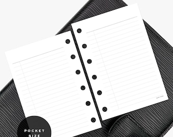 Lined Notes - PRINTED - Pocket / PM / Small - Planner Inserts & Agenda Refill