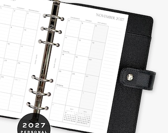 2027 Monthly Planner Inserts - PRINTED - Personal / MM / Medium - Planner Inserts & Agenda Refill