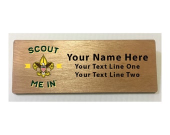 Scout Me In Large Name Tag - Universal Logo Wood