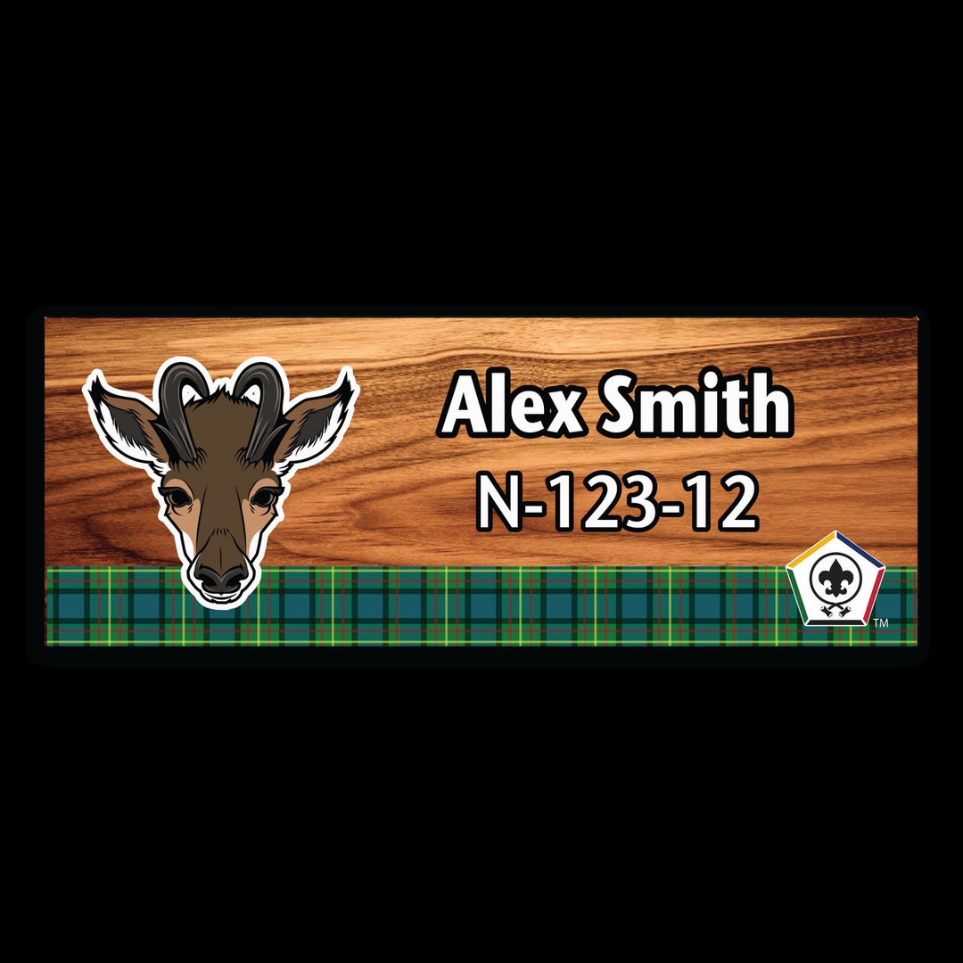Wood Badge Name Tag Antelope Critter Tartan With Beads Etsy