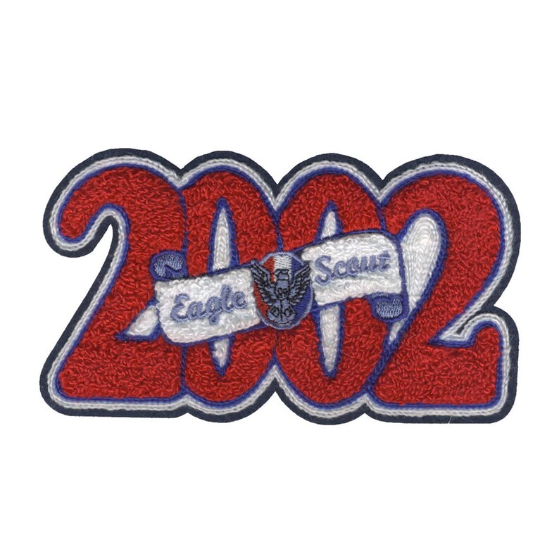 Eagle Scout 2002 Year Letterman Jacket Patch from the front.