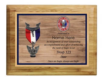 Eagle Scout Plaque - Wood Grain Design - Horizontal