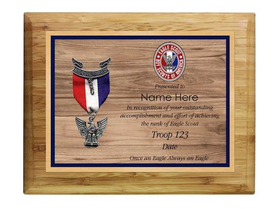 Eagle Scout Plaque Wood Grain Design Horizontal